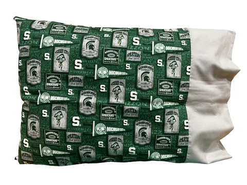 Michigan State University Spartans Pillowcase-Vintage Pennant Cotton Cover