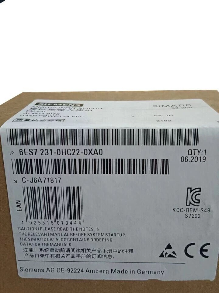6ES7 231-0HC22-0XA0 NEW SIEMENS 6ES7231-0HC22-0XA0 S7-200 Analog Input Module - Image 1 of 1