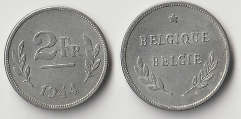 1944 Belgium 2 francs coin Cover