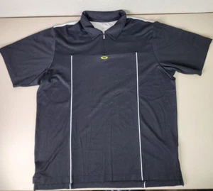 Oakley XL Polo T Shirt Black Short Sleeve Yellow Logo Measured See collared - Picture 1 of 10
