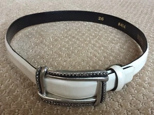 Genuine VICENZA LEATHER 1" Off White Belt metal buckle Italian calfskin size 26 - Picture 1 of 9