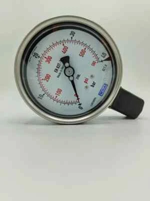 NEW WIKA 232.50.100 Gauge - 4 INCH SS - 0-40 bar / 580 psi - 1/2 Inch NPT - Image 1 of 4