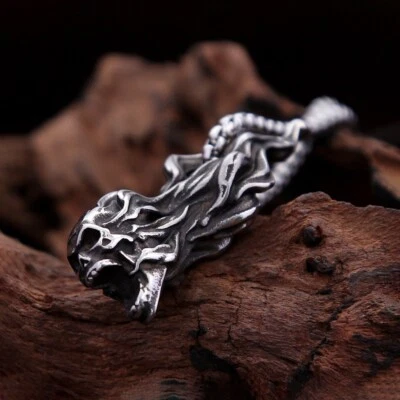 Collar Colgante Punk Vintage Acero Inoxidable 316L Cabeza Calavera Moda Foto 1 de 4