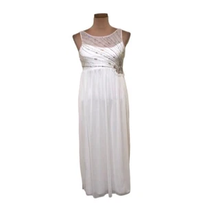 NWT Poppies And Roses Formal Dress Size 16 Ivory Rhinestone Crystals - Picture 1 of 14