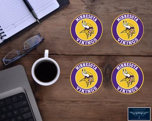 MINNESOTA VIKINGS FOOTBALL CUSTOM HARDBOARD HOUSE BAR COASTER SET 4 - Picture 1 of 2