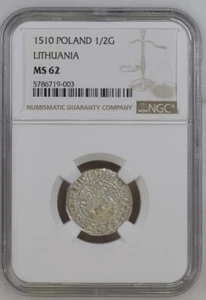 1510 POLAND 1/2G LITHUANIA NGC MS 62 - Picture 1 of 2