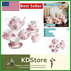 Luxurious Floral Tea Set for 4 - 38 oz Teapot & Cups, Perfect for Occasions - Picture 1 of 8