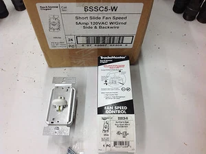 Legrand SSSC5-W Short Slide Fan Speed Control Switch 5A 120V w/grnd side/back - Picture 1 of 3