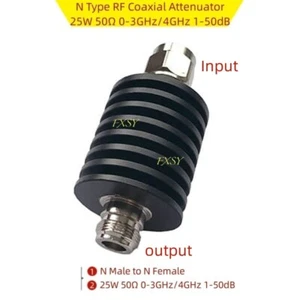 N Type Coaxial Attenuator 25W 50Ω 0-3GHz/4GHz 1/2/3/5/6/10/15/20/25/30/40/50dB - Picture 1 of 17