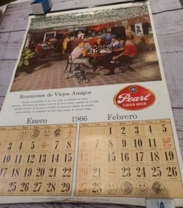 ORIGINAL 1966 Pearl Lager Beer Calendar COMPLETE 16"×24" - Picture 1 of 16