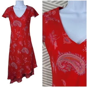 Vintage 90s Slip Dress size 4 Petite Floral Alt Grunge alt Midi Red Assymetric - Picture 1 of 7