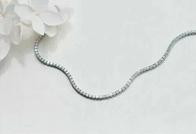 14K White Gold Plated Women's Tennis Necklace 16" 3MM Round Lab Created Diamond - Image 1 of 4