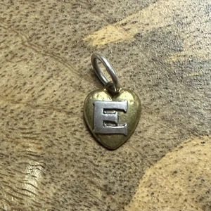 Waxing Poetic Sterling Silver Brass HEARTSWELL Insignia Initial Charm Pendant E - Picture 1 of 2