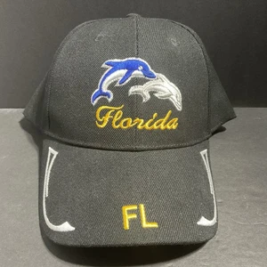 Florida Delfine Mütze bestickt Delfine verstellbarer Verschluss schwarz, gelb FL - Bild 1 von 7