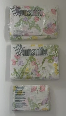 NOS Wamsutta “Sweet Pea” DOUBLE Flat & Fitted Sheet Set & 2 Standard Pillowcases - Image 1 of 3
