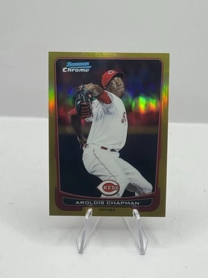 Aroldis Chapman Gold Refractor 12/50 2012 Bowman Chrome #210 Cincinnati Reds - Image 1 of 2
