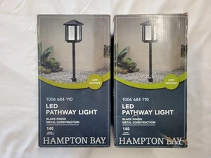 (2) Hampton Bay Low Voltage LED Pathway Lights, Black Finish w/Bubble Glass - Picture 1 of 10