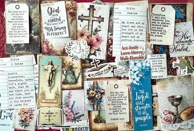 #774 - LG FAITH & FLORAL Junk Journal Scrapbooking Kit - 50 Pieces - Image 1 of 4