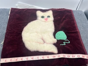 Almohada textil gato blanco terciopelo victoriano antiguo parte felpa ojos de vidrio vintage - Imagen 1 de 14