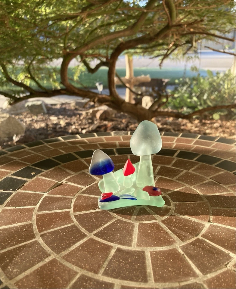 Sea Glass Mushroom Folk Art Beach Art USA (recycled, Self Tumbled Sea Glass) - Image 1 of 4