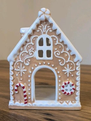 Ceramic Gingerbread House Tealight Candle Holder Christmas Gift Idea Brand New - Image 1 of 4