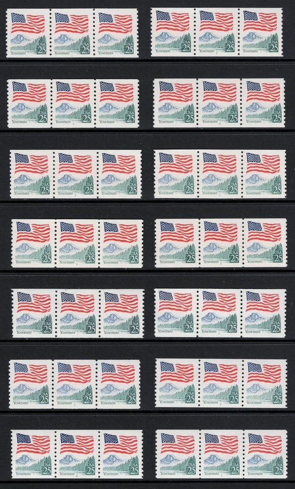 SCOTT#2280, 25c FLAG, SET OF 21 DIFFERENT PLATE NUMBERS. NH. - Image 1 of 2