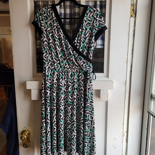 VETEMENTS dBy abito donna nero bianco verde senza maniche vita impero midi taglia 12