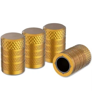 Gold Yellow TPMS Non Stick Metal Valve Caps Dust Covers 4pcs/set for Cars & Bike - Picture 1 of 5