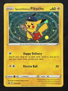 2020 POKEMON SWSH BLACK STAR PROMO SWSH074 SPECIAL DELIVERY PIKACHU HOLO - Picture 1 of 2
