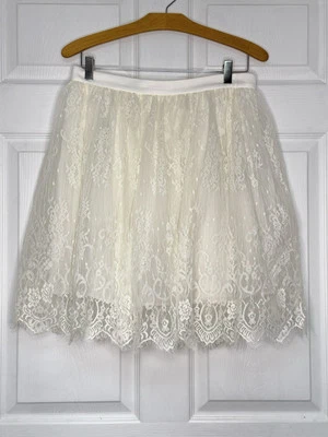 Falda para mujer Naf Naf Paris 42 marfil encaje forrada en tull talla 10 EE. UU. NUEVA CON ETIQUETAS Foto 1 de 4