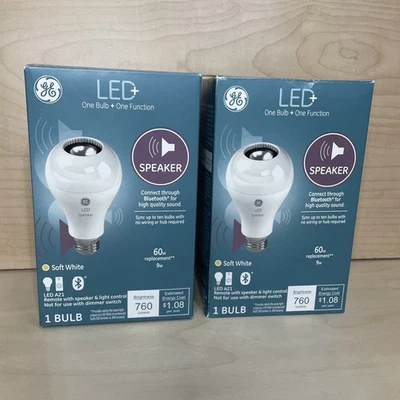 GE LED+ 760lm 60W/9W 2700K Speaker Light Bulb - Soft Light 2 Pack New - Image 1 of 3
