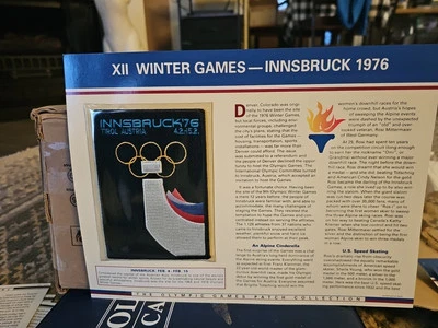XII JUEGOS OLÍMPICOS DE INVIERNO INNSBRUCK 1976 PARCHE COLECCIONABLE Y TARJETA INFORMATIVA Foto 1 de 2