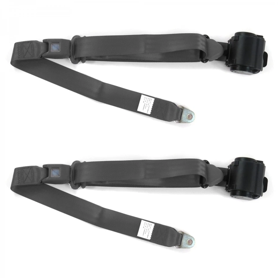 Ford Fairlane 1968-69 STD 3pt Charcoal Retract Bucket  Seat Belt Kit-2 Belts  - Image 1 of 1