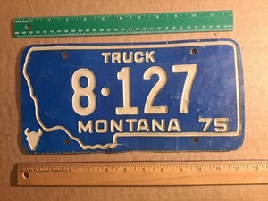 License Plate, Montana, 1975, Truck, Debossed, 8 (Small Fergus County) 127 - Picture 1 of 4