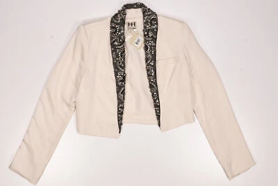 Chaqueta Corta Alta Hippie Adornada Antigua Seda Marfil Talla S Foto 1 de 4