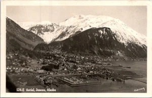 JUNEAU, Alaska AK birds eye view RPPC Postcard - Picture 1 of 2