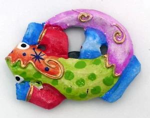 GECKO Imán Madera Nevera Imán Colorido Pintado a Mano Bali 7 cm - Imagen 1 de 1