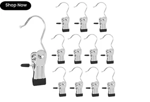 Hanger Clips Metal Laundry Hooks, Heavy Duty, 12-Pack, Black - Picture 1 of 7