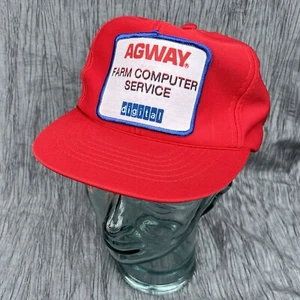 Vtg AGWAY FARM COMPUTER SERVICE red hat adjustable snapback cap w/ patch - Picture 1 of 6