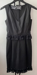 MOSCHINO BOUTIQUE BLACK STRETCH COTTON RUFFLE DRESS BNWT - Picture 1 of 7