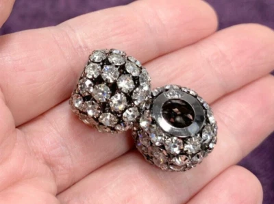 Cuentas de diamantes de imitación barril 15 mm diámetro medio NEGRO cristal fabricación de joyas 5 piezas Foto 1 de 4