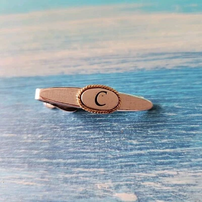 Vintage SWANK "C" Initialized Silver With Gold Border Accent - Image 1 of 4