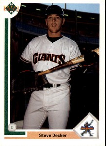 1991 Upper Deck San Francisco Giants Baseball Card #25 Steve Decker UER Rookie