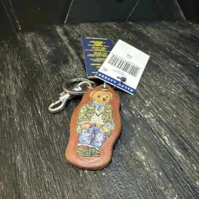 NUEVO Polo Ralph Lauren Polo Oso Cuero Llavero Dije Marrón Foto 1 de 4