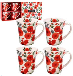 Poppy Fields Fine China Mugs - Pack of 4 - Picture 1 of 2