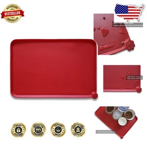 X-Large Waterproof Silicone Pet Food Mat - Non-Slip Feeding Tray in Classic Red - Picture 1 of 6