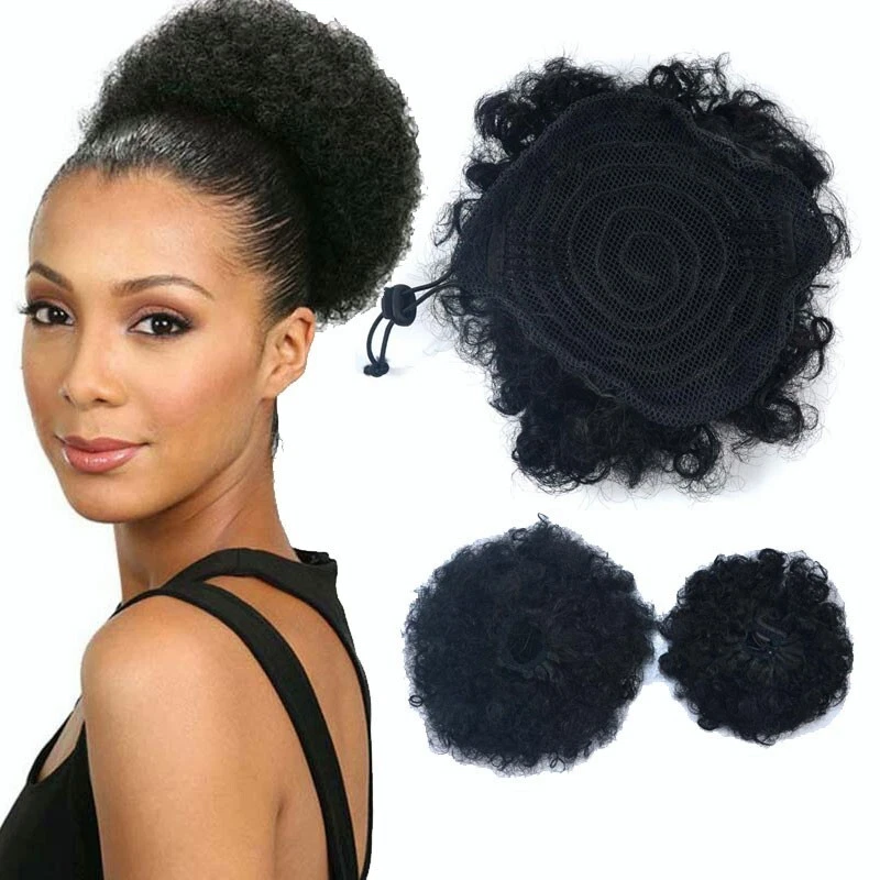 Large  Afro Pony Tail High Puff Afro Kinky Curly Synthetic Drawstring Extension - Image 1 of 4