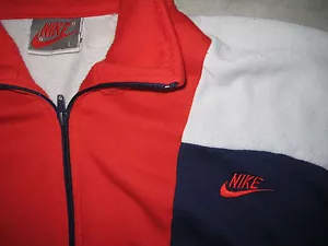 NIKE Retro VINTAGE Rosso Bianco Blu USA Track Cloth Jacket White Label USATO LARGE - Foto 1 di 11