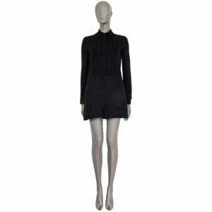 62487 auth VALENTINO black silk & wool PLEATED Long Sleeve Jumpsuit Romper 40 S - Picture 1 of 5