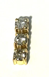 Three Diamond, 14 Kt Gold Pendant, 75 Point TW - Picture 1 of 10